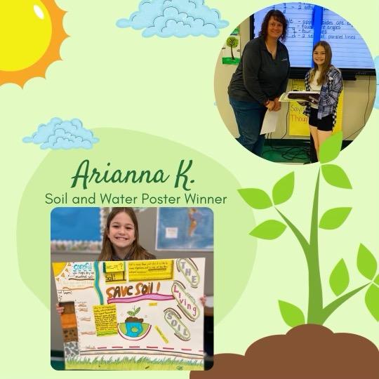 Arianna K. holds her award winning Soil and Water Poster